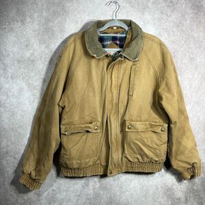 Vintage‎ 70s McGregor Canvas Bomber Jacket Men Large Brown Flannel Lined Zip